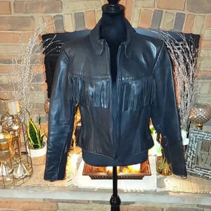 California Creations Leather Fringe Jacket